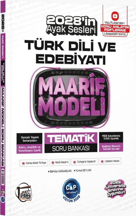 Çap Yayınları Üniversiteye Hazırlık Türk Dili ve Edebiyatı Ders Platosu Maarif Modeli Tematik Soru Bankası