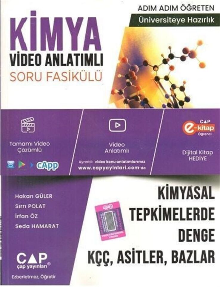 Çap Yayınları Üniversiteye Hazırlık Kimya Kimyasal Tepkimeler Denge Asitler Konu Anlatımlı Soru Fasikülü