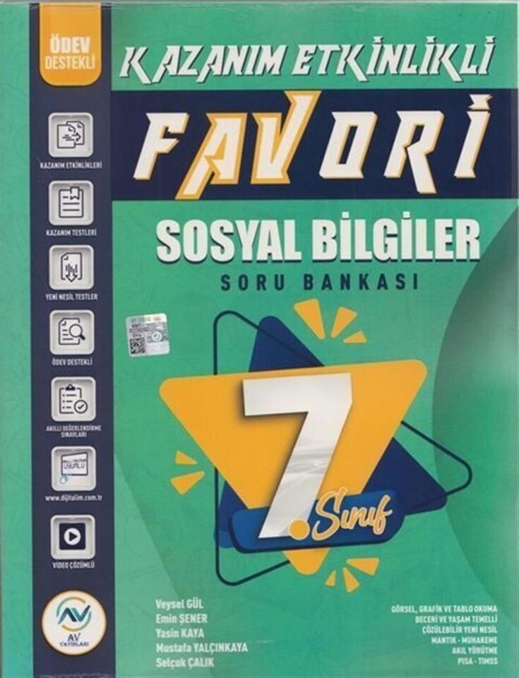 Av Yayınları 7. Sınıf Sosyal Bilgiler Favori Serisi Kazanım Etkinlikli Soru Bankası