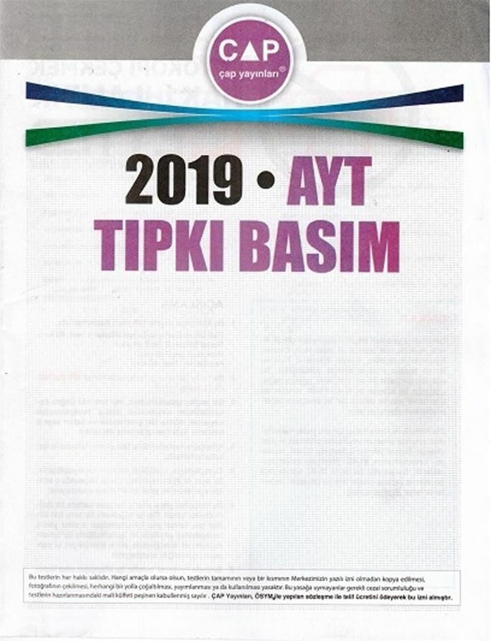 Çap 2019 AYT Tıpkı Basım