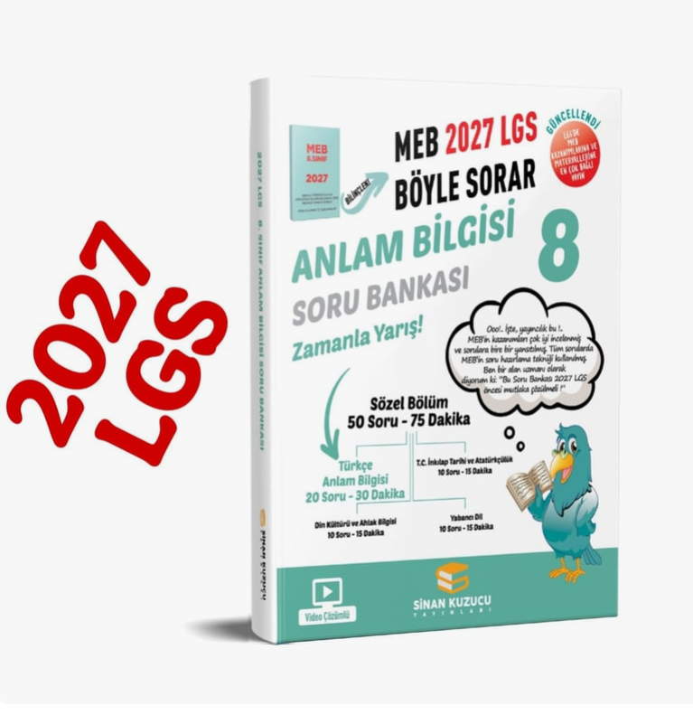 Sinan Kuzucu Yayınları 8. Sınıf 2027 Lgs Meb Böyle Sorar ANLAM BİLGİSİ Soru Bankası Video Çözümlü